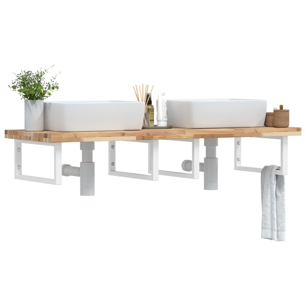 Badkamer wandschap staal en massief acaciahout is nu te koop bij PeponiXL, paradijselijk wonen!