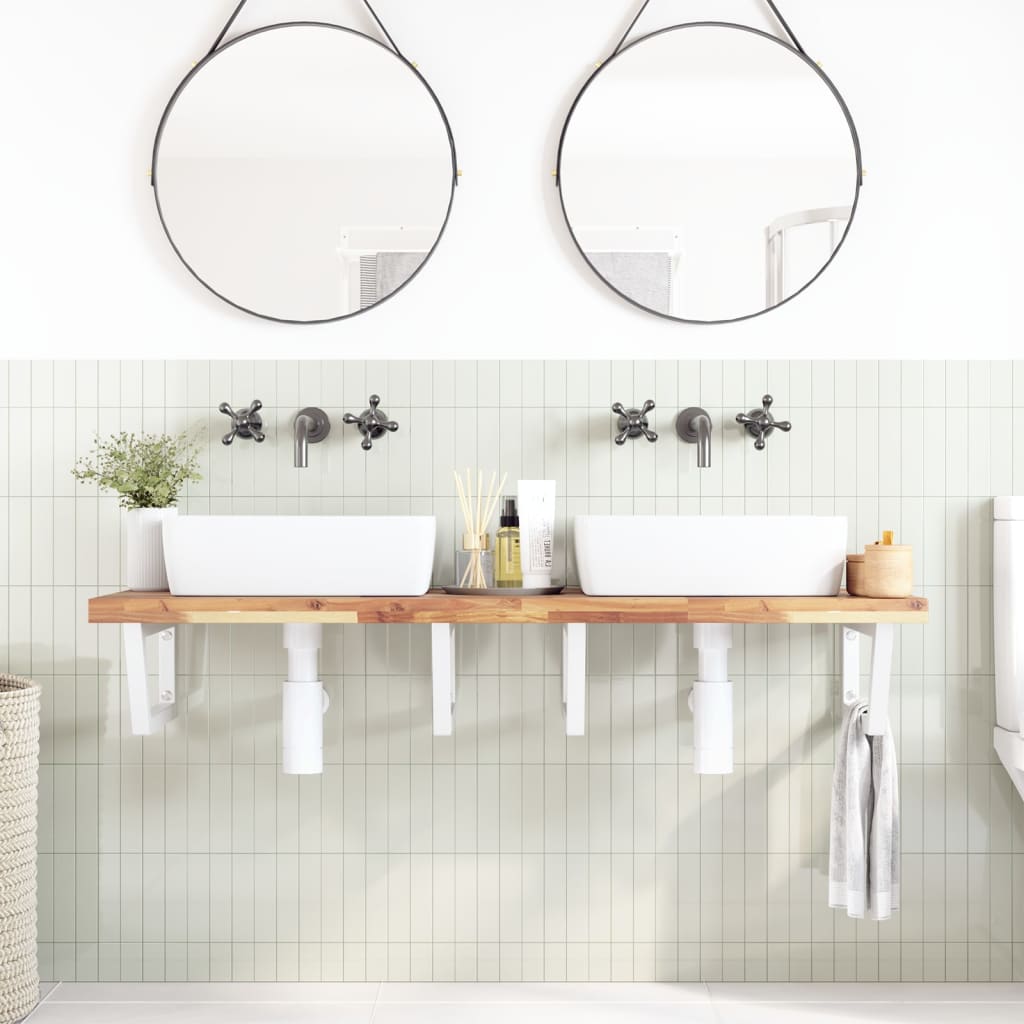 Badkamer wandschap staal en massief acaciahout is nu te koop bij PeponiXL, paradijselijk wonen!