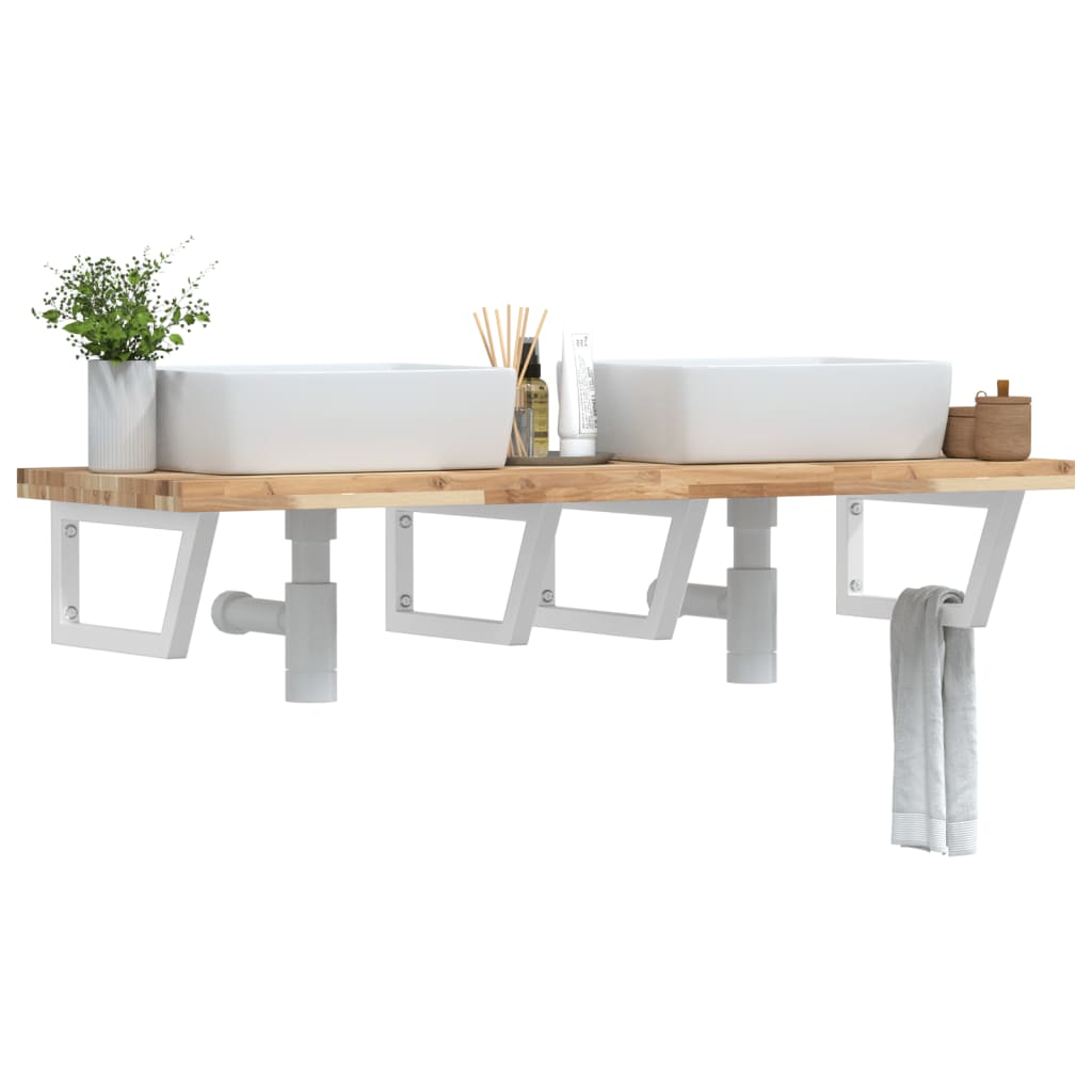 Badkamer wandschap staal en massief acaciahout is nu te koop bij PeponiXL, paradijselijk wonen!
