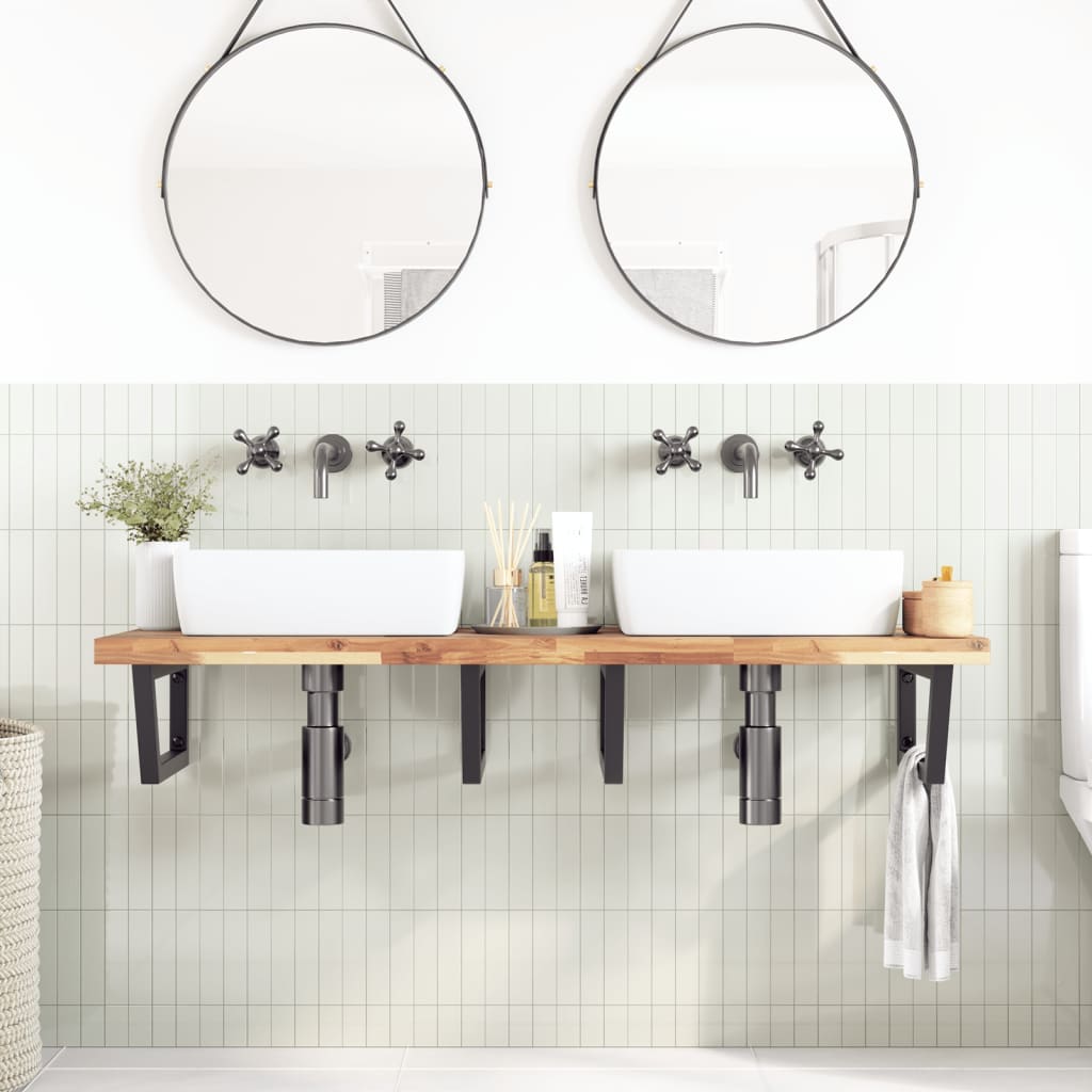 Badkamer wandschap staal en massief acaciahout is nu te koop bij PeponiXL, paradijselijk wonen!