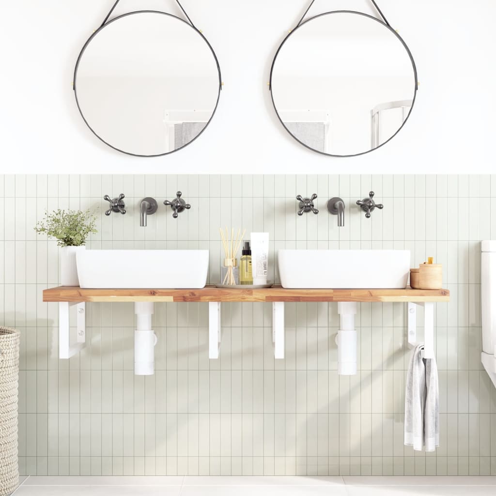 Badkamer wandschap staal en massief acaciahout is nu te koop bij PeponiXL, paradijselijk wonen!