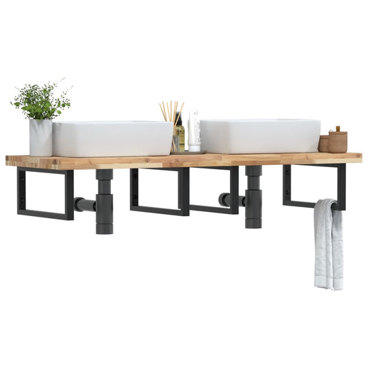 Badkamer wandschap staal en massief acaciahout is nu te koop bij PeponiXL, paradijselijk wonen!