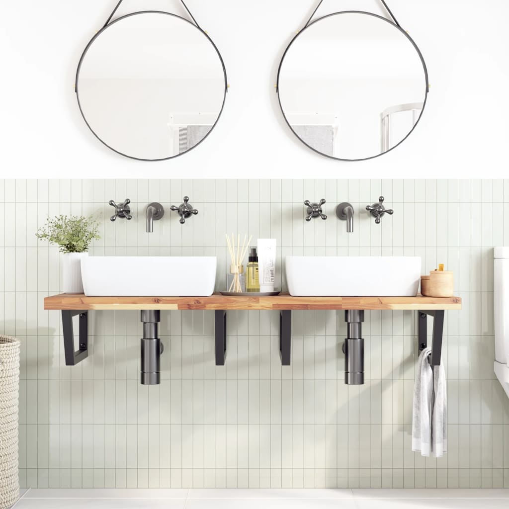 Badkamer wandschap staal en massief acaciahout is nu te koop bij PeponiXL, paradijselijk wonen!