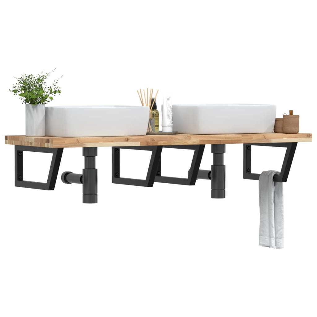 Badkamer wandschap staal en massief acaciahout is nu te koop bij PeponiXL, paradijselijk wonen!