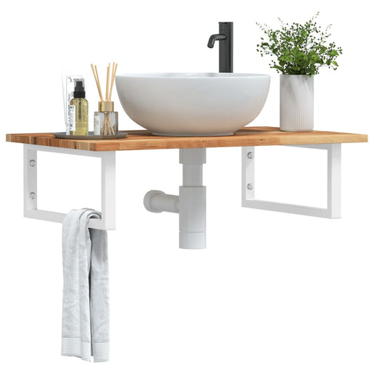 Badkamer wandschap staal en massief acaciahout is nu te koop bij PeponiXL, paradijselijk wonen!