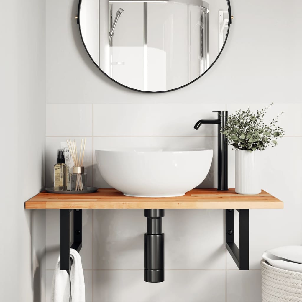 Badkamer wandschap staal en massief acaciahout is nu te koop bij PeponiXL, paradijselijk wonen!