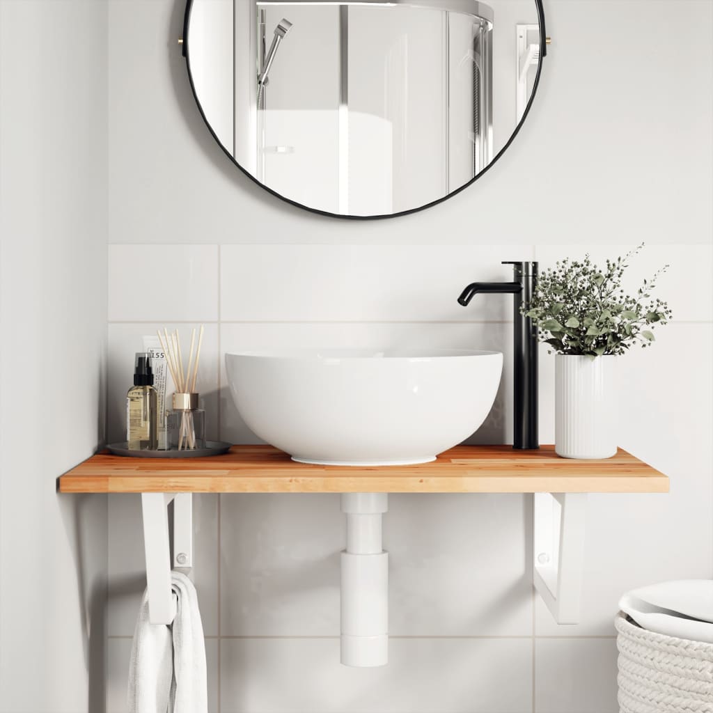 Badkamer wandschap staal en massief acaciahout is nu te koop bij PeponiXL, paradijselijk wonen!