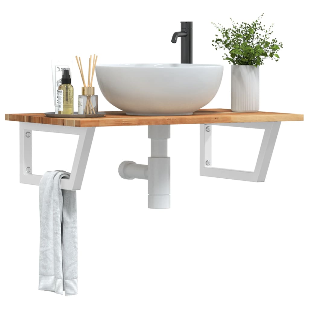 Badkamer wandschap staal en massief acaciahout is nu te koop bij PeponiXL, paradijselijk wonen!