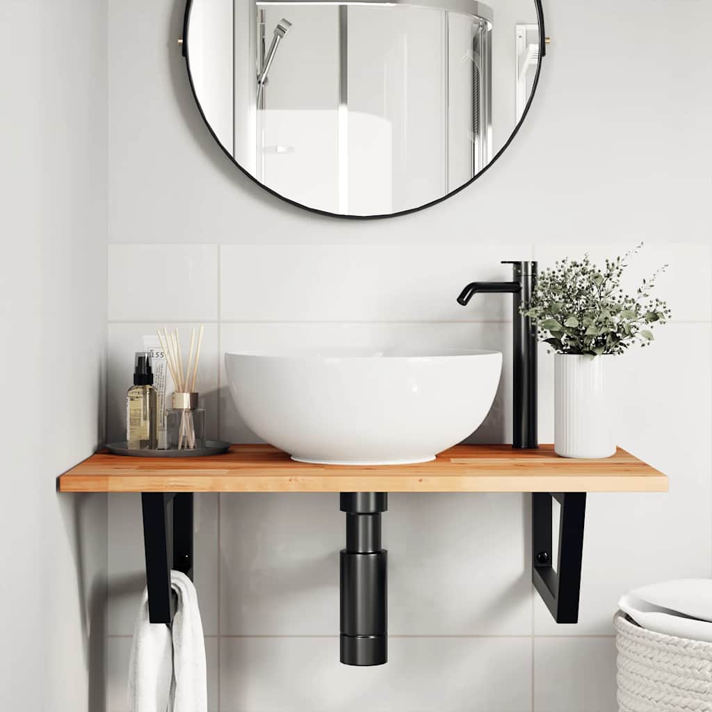 Badkamer wandschap staal en massief acaciahout is nu te koop bij PeponiXL, paradijselijk wonen!