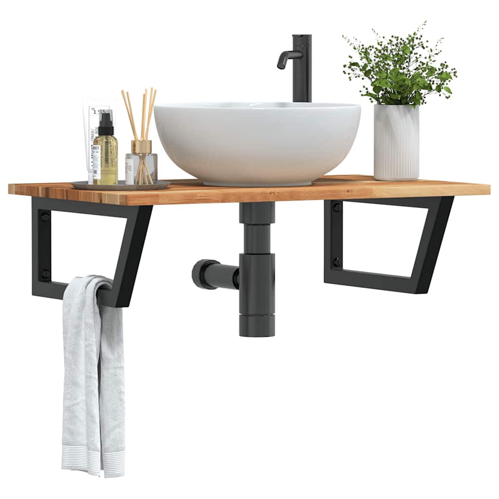 Badkamer wandschap staal en massief acaciahout is nu te koop bij PeponiXL, paradijselijk wonen!