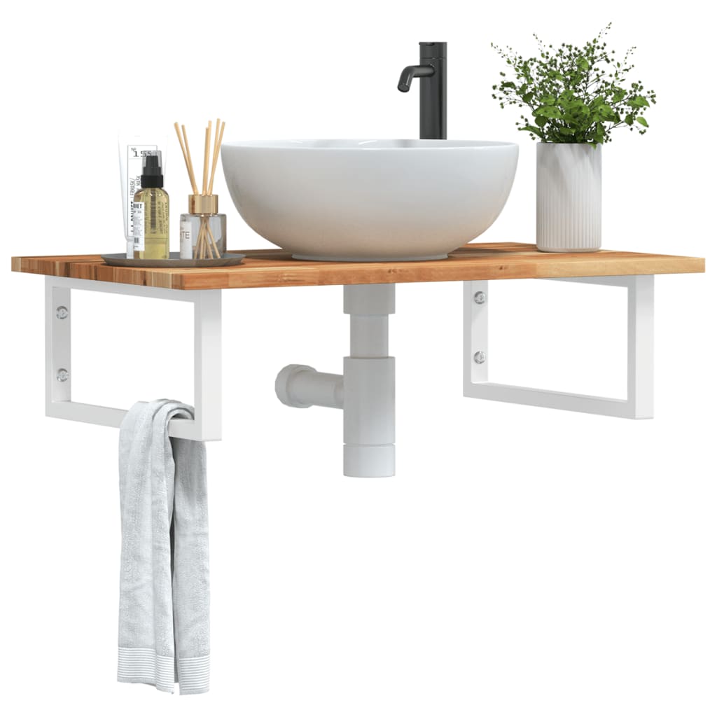 Badkamer wandschap staal en massief acaciahout is nu te koop bij PeponiXL, paradijselijk wonen!