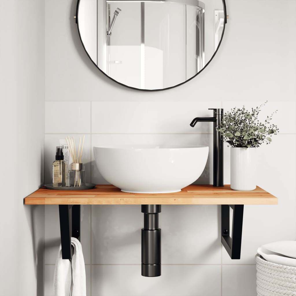 Badkamer wandschap staal en massief acaciahout is nu te koop bij PeponiXL, paradijselijk wonen!