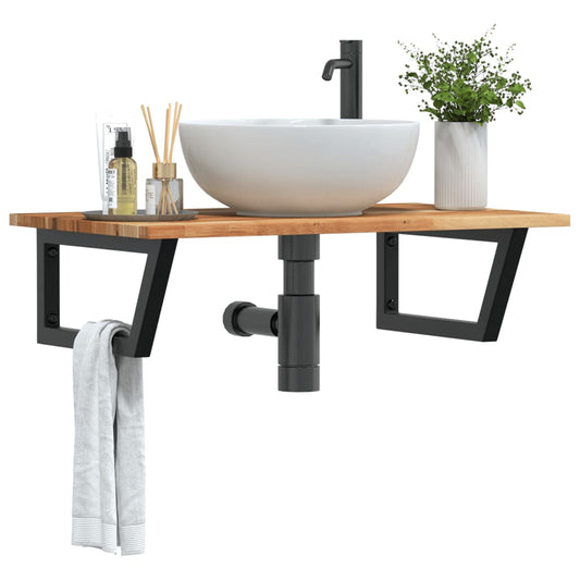 Badkamer wandschap staal en massief acaciahout is nu te koop bij PeponiXL, paradijselijk wonen!