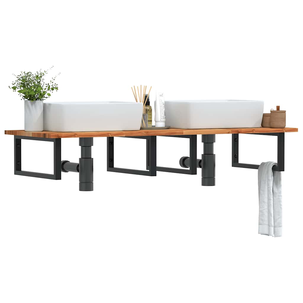 Badkamer wandschap staal en massief acaciahout is nu te koop bij PeponiXL, paradijselijk wonen!