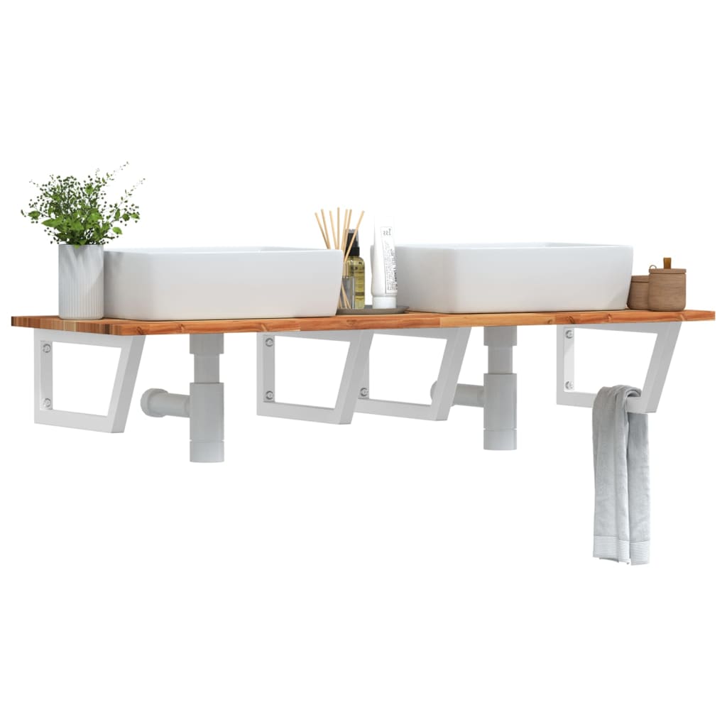 Badkamer wandschap staal en massief acaciahout is nu te koop bij PeponiXL, paradijselijk wonen!