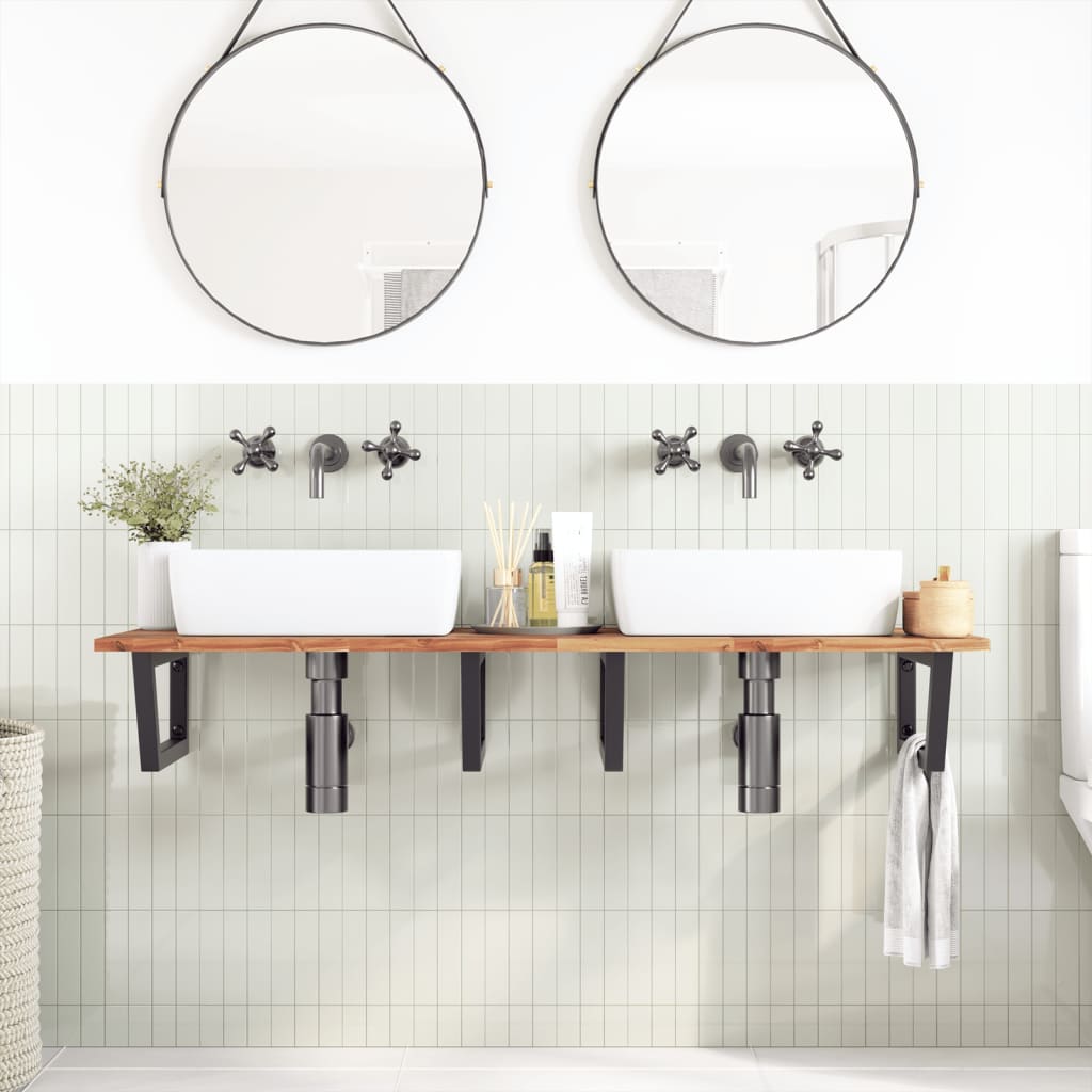 Badkamer wandschap staal en massief acaciahout is nu te koop bij PeponiXL, paradijselijk wonen!