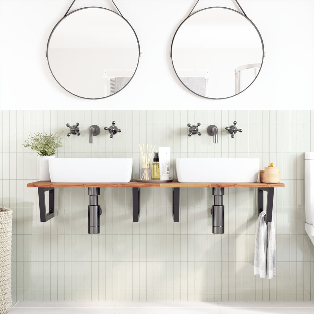 Badkamer wandschap staal en massief acaciahout is nu te koop bij PeponiXL, paradijselijk wonen!