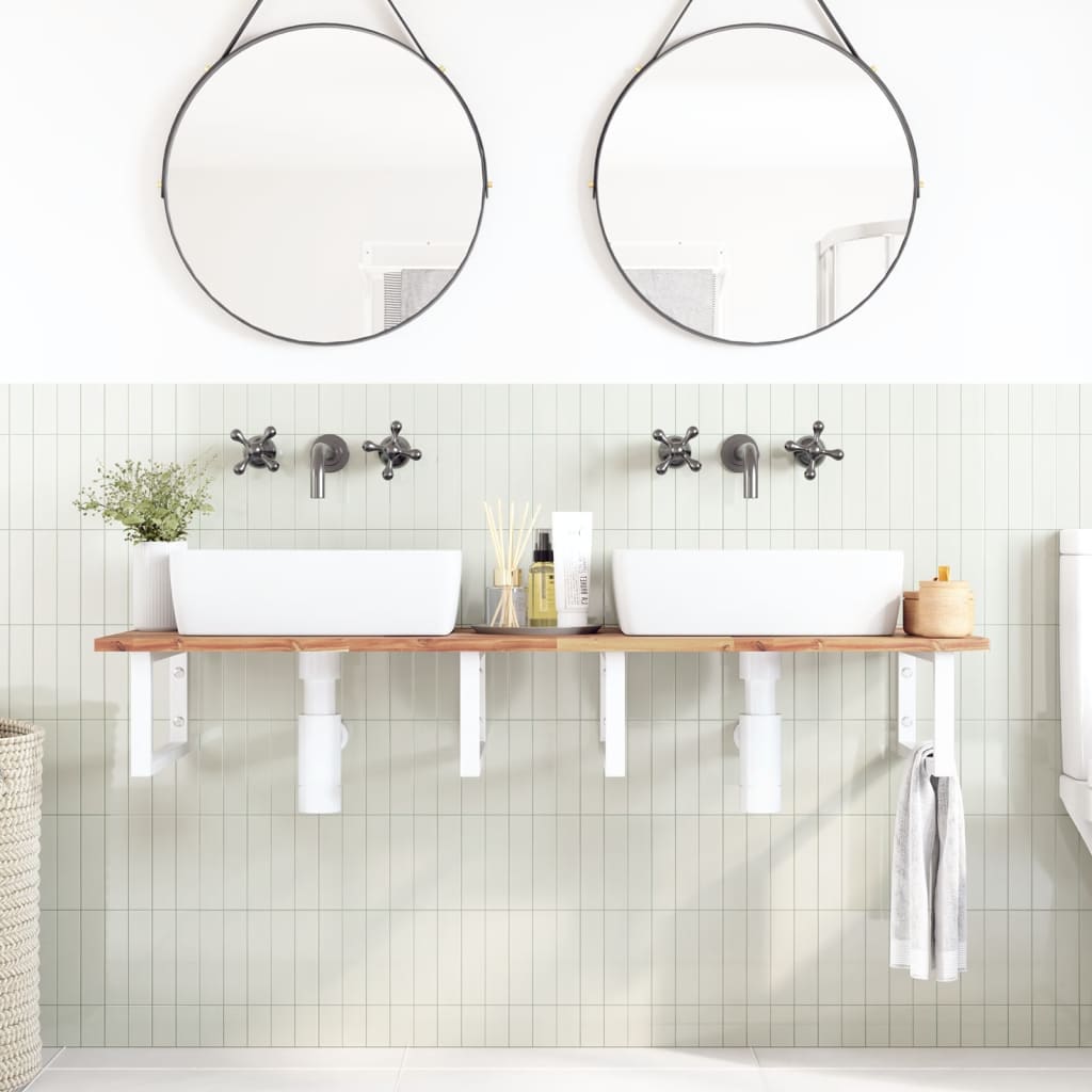 Badkamer wandschap staal en massief acaciahout is nu te koop bij PeponiXL, paradijselijk wonen!