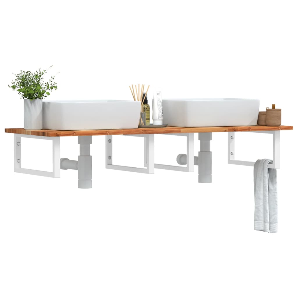 Badkamer wandschap staal en massief acaciahout is nu te koop bij PeponiXL, paradijselijk wonen!