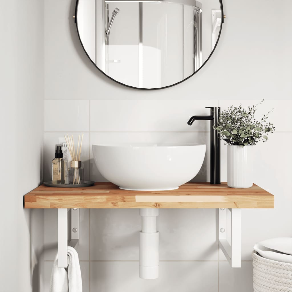 Badkamer wandschap staal en massief acaciahout is nu te koop bij PeponiXL, paradijselijk wonen!