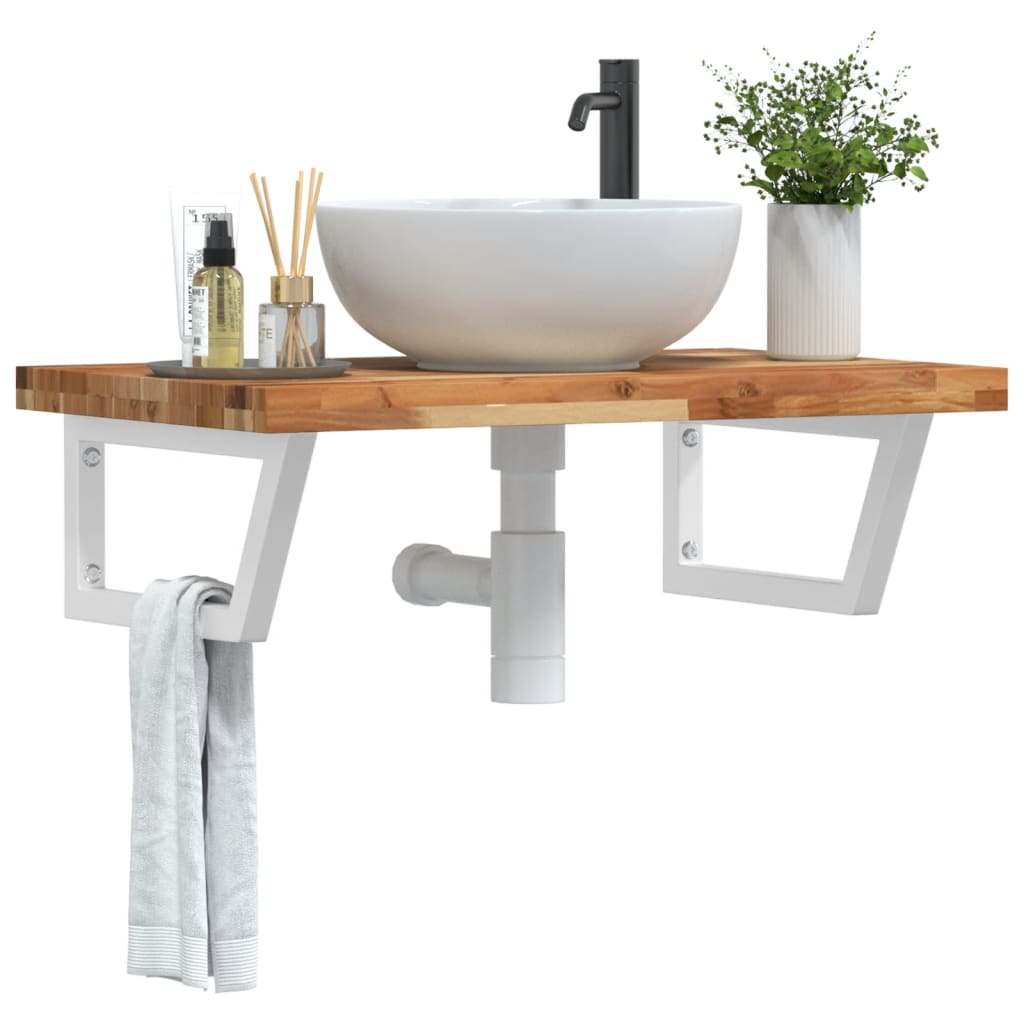 Badkamer wandschap staal en massief acaciahout is nu te koop bij PeponiXL, paradijselijk wonen!