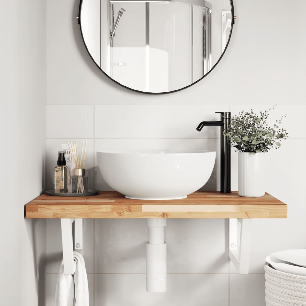 Badkamer wandschap staal en massief acaciahout is nu te koop bij PeponiXL, paradijselijk wonen!