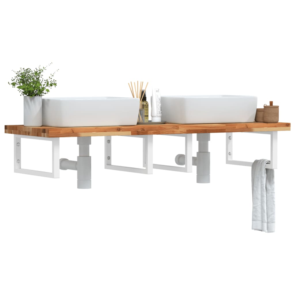 Badkamer wandschap staal en massief acaciahout is nu te koop bij PeponiXL, paradijselijk wonen!