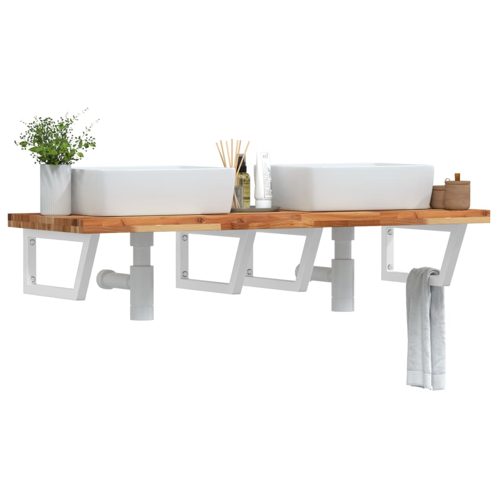 Badkamer wandschap staal en massief acaciahout is nu te koop bij PeponiXL, paradijselijk wonen!