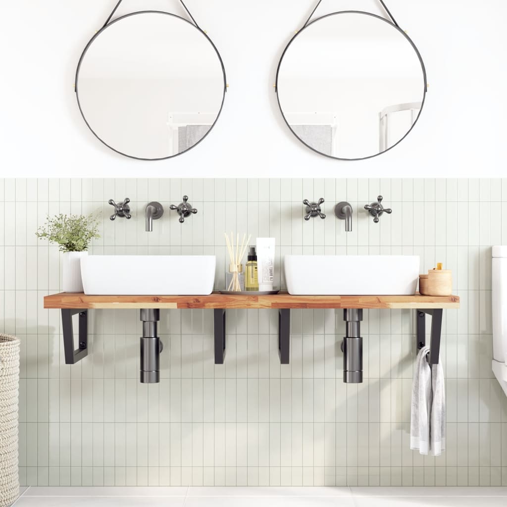 Badkamer wandschap staal en massief acaciahout is nu te koop bij PeponiXL, paradijselijk wonen!