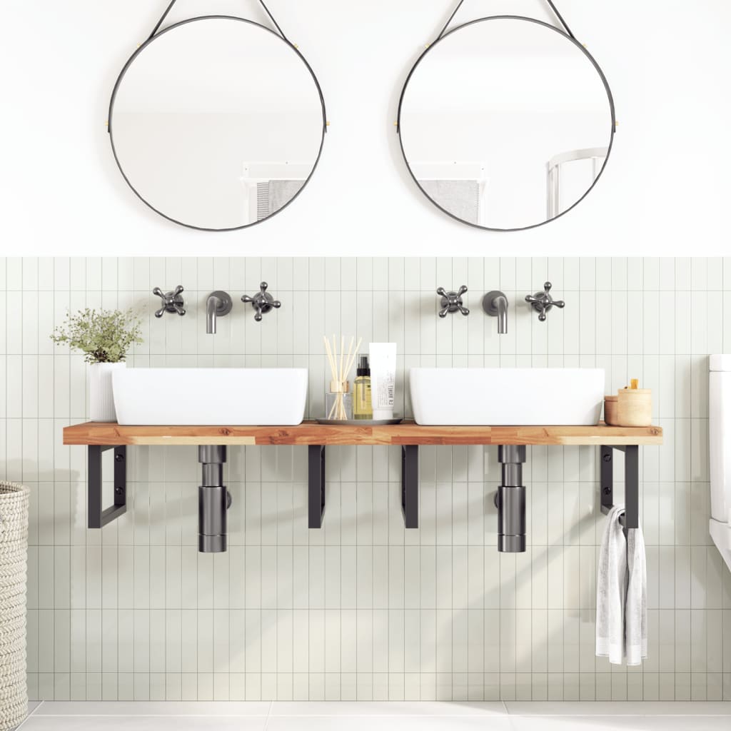 Badkamer wandschap staal en massief acaciahout is nu te koop bij PeponiXL, paradijselijk wonen!