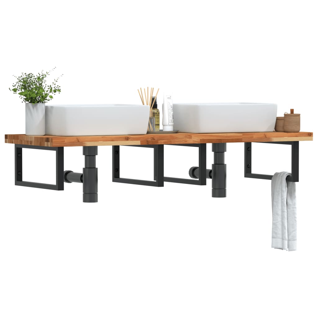 Badkamer wandschap staal en massief acaciahout is nu te koop bij PeponiXL, paradijselijk wonen!