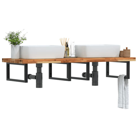 Badkamer wandschap staal en massief acaciahout is nu te koop bij PeponiXL, paradijselijk wonen!