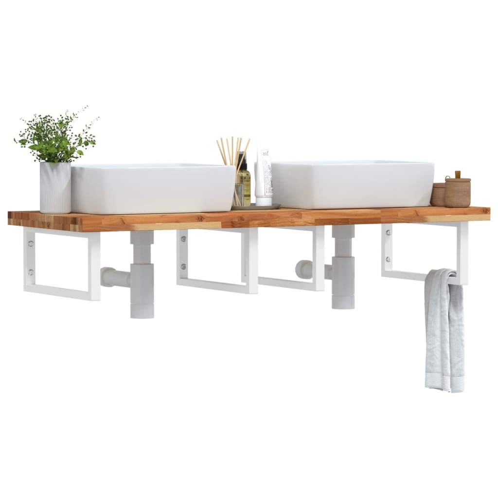 Badkamer wandschap staal en massief acaciahout is nu te koop bij PeponiXL, paradijselijk wonen!