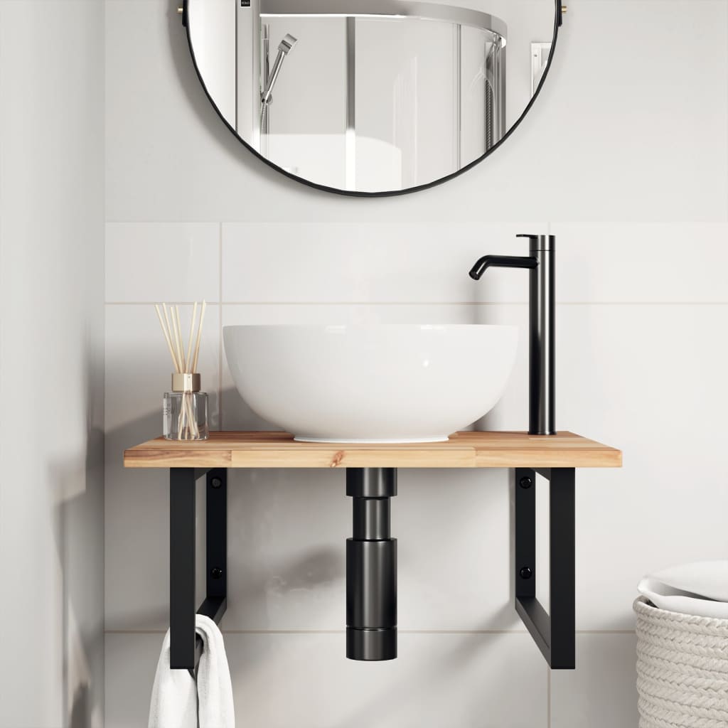 Badkamer wandschap staal en massief acaciahout is nu te koop bij PeponiXL, paradijselijk wonen!
