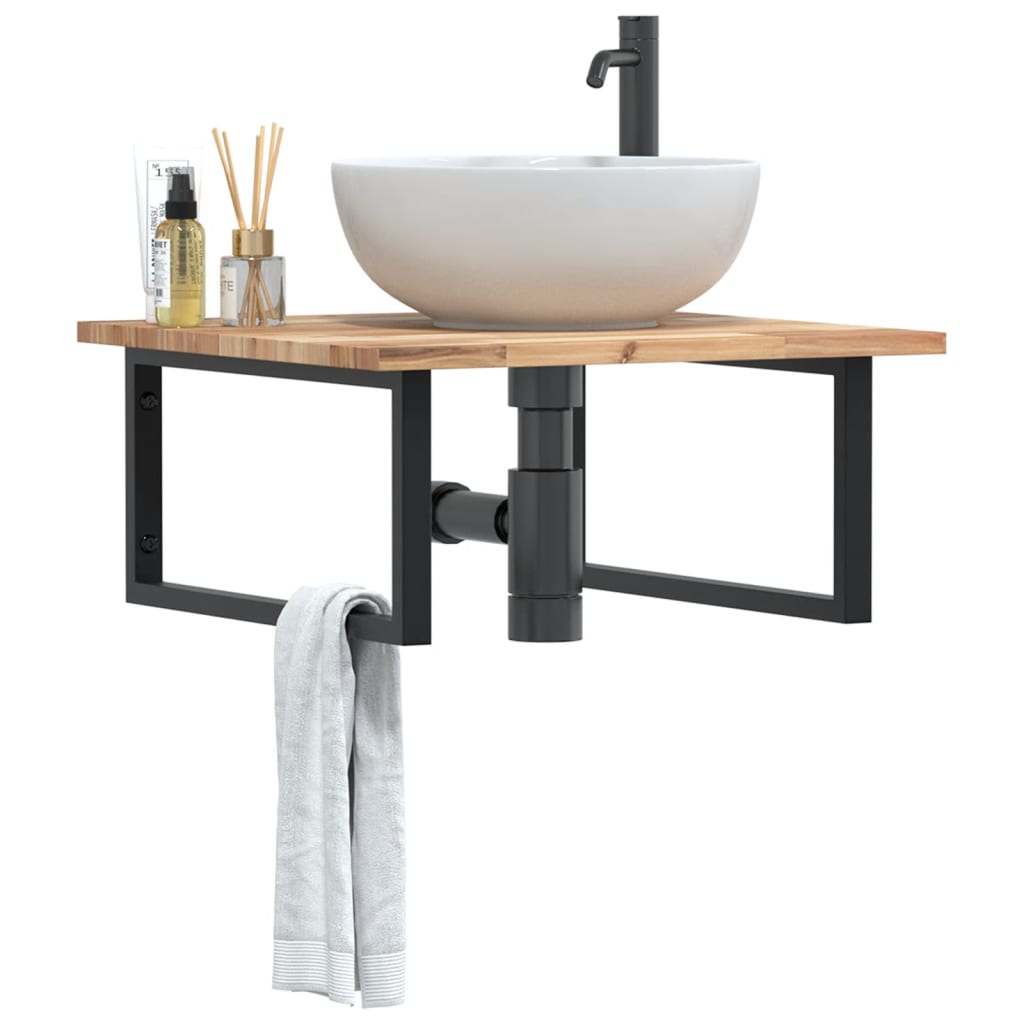 Badkamer wandschap staal en massief acaciahout is nu te koop bij PeponiXL, paradijselijk wonen!