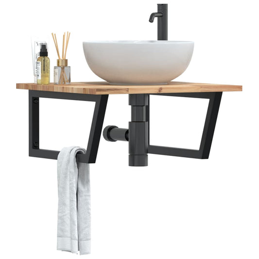 Badkamer wandschap staal en massief acaciahout is nu te koop bij PeponiXL, paradijselijk wonen!