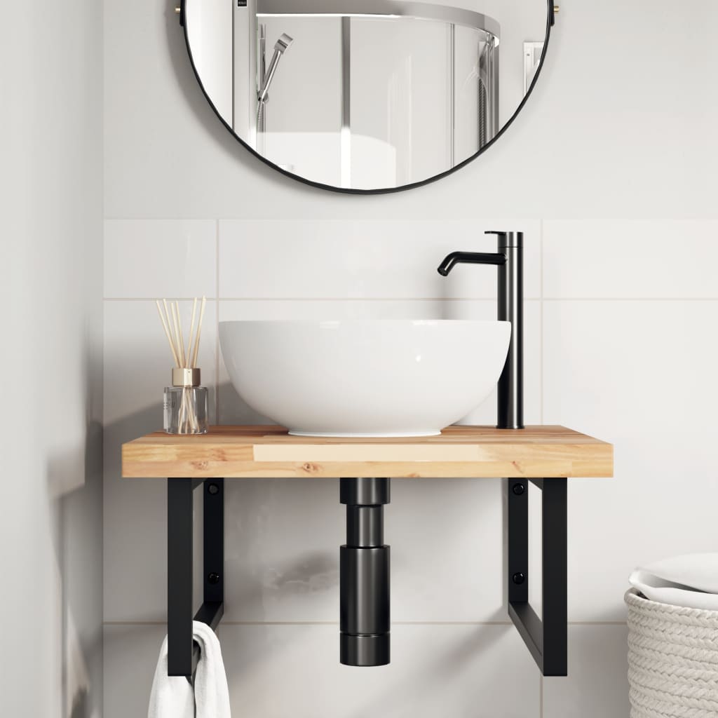 Badkamer wandschap staal en massief acaciahout is nu te koop bij PeponiXL, paradijselijk wonen!