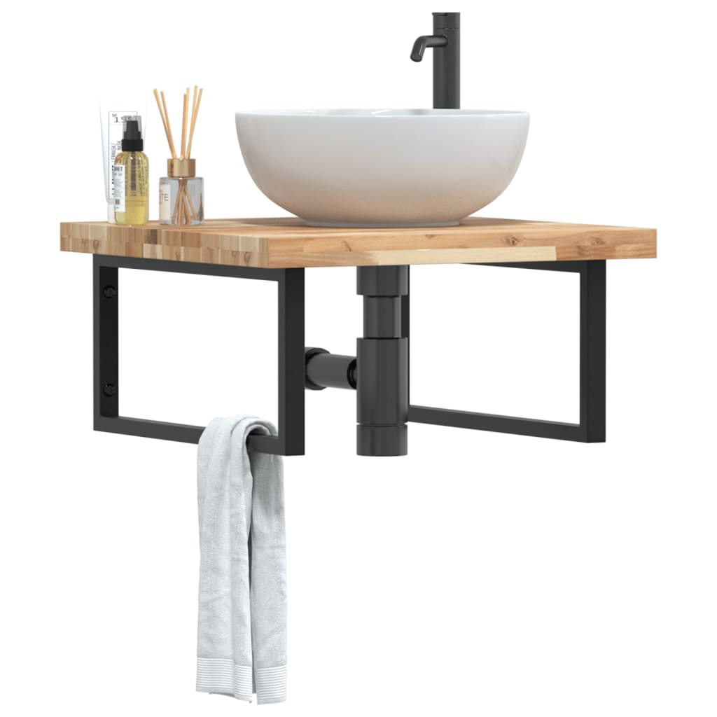 Badkamer wandschap staal en massief acaciahout is nu te koop bij PeponiXL, paradijselijk wonen!