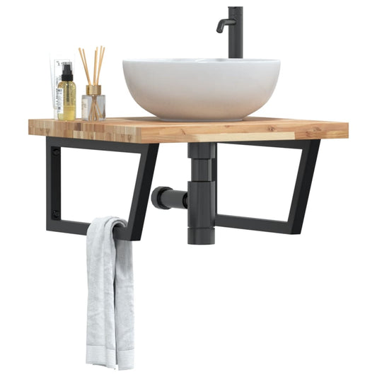 Badkamer wandschap staal en massief acaciahout is nu te koop bij PeponiXL, paradijselijk wonen!
