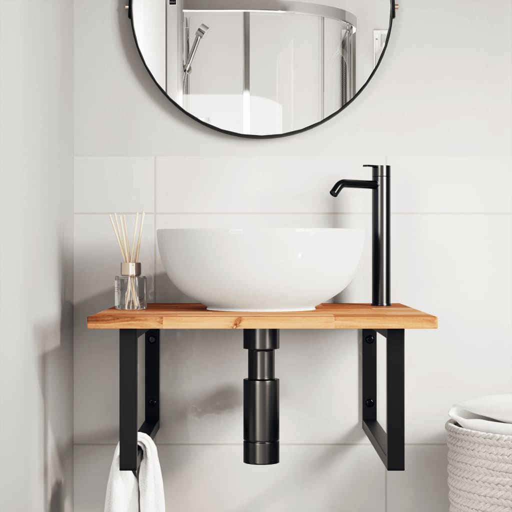 Badkamer wandschap staal en massief acaciahout is nu te koop bij PeponiXL, paradijselijk wonen!