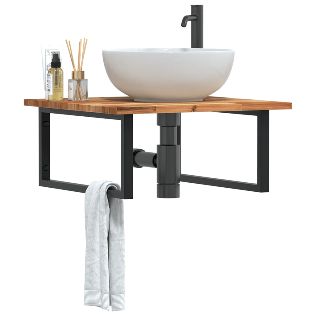 Badkamer wandschap staal en massief acaciahout is nu te koop bij PeponiXL, paradijselijk wonen!