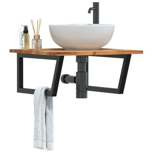 Badkamer wandschap staal en massief acaciahout is nu te koop bij PeponiXL, paradijselijk wonen!