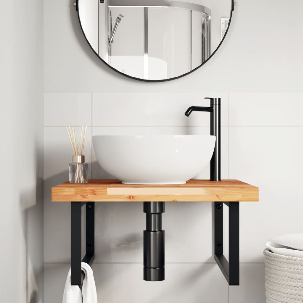 Badkamer wandschap staal en massief acaciahout is nu te koop bij PeponiXL, paradijselijk wonen!