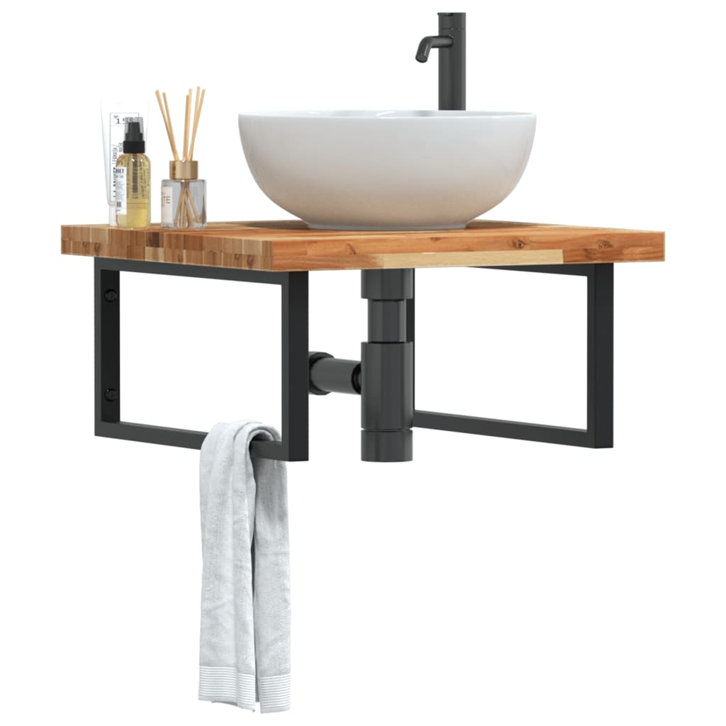 Badkamer wandschap staal en massief acaciahout is nu te koop bij PeponiXL, paradijselijk wonen!