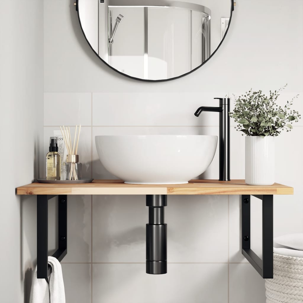 Badkamer wandschap staal en massief acaciahout is nu te koop bij PeponiXL, paradijselijk wonen!