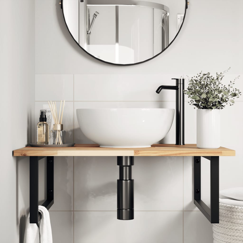 Badkamer wandschap staal en massief acaciahout is nu te koop bij PeponiXL, paradijselijk wonen!