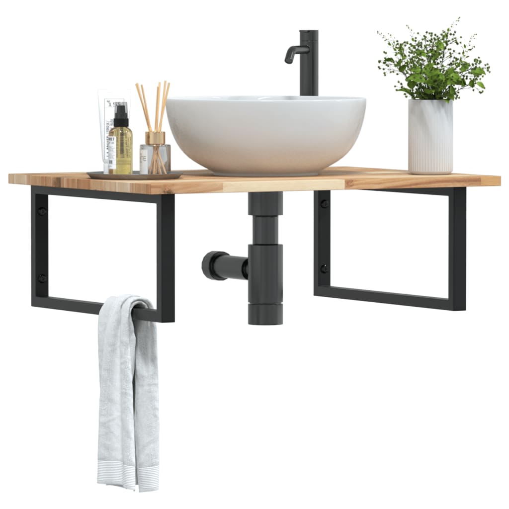 Badkamer wandschap staal en massief acaciahout is nu te koop bij PeponiXL, paradijselijk wonen!