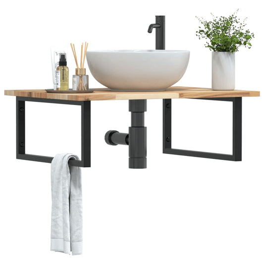 Badkamer wandschap staal en massief acaciahout is nu te koop bij PeponiXL, paradijselijk wonen!
