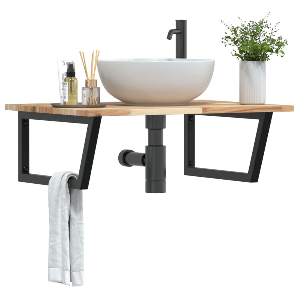 Badkamer wandschap staal en massief acaciahout is nu te koop bij PeponiXL, paradijselijk wonen!