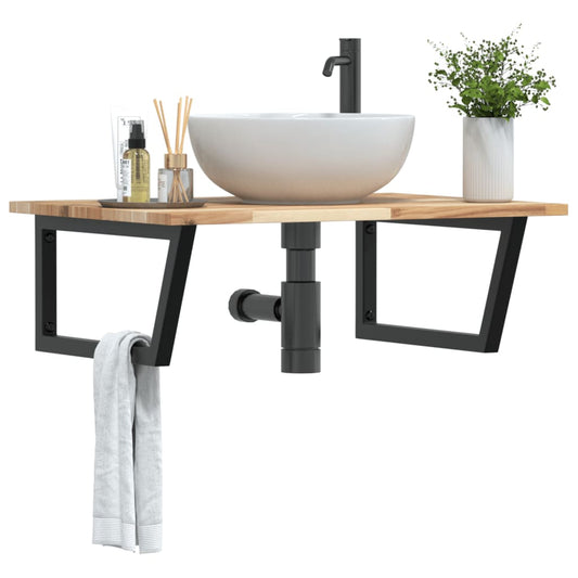 Badkamer wandschap staal en massief acaciahout is nu te koop bij PeponiXL, paradijselijk wonen!